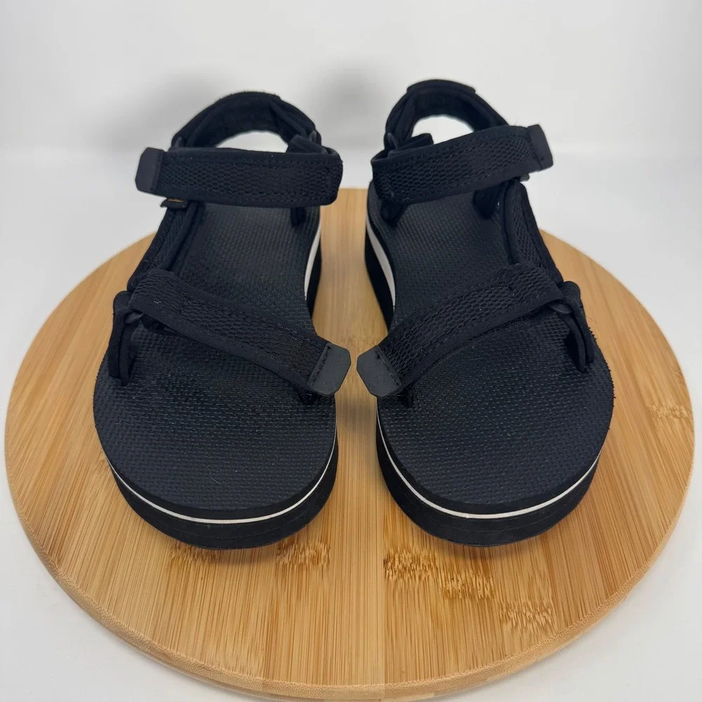 Teva Flatform Universal Mesh Print Black Platform Sandals 1102451 Womens 7 - Picture 2 of 11